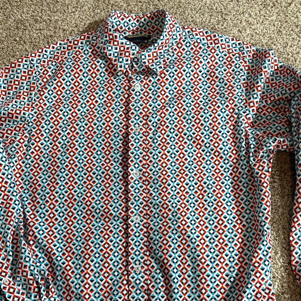 Daniel Cremieux Geometric Men's Shirt - Red, Blue, White